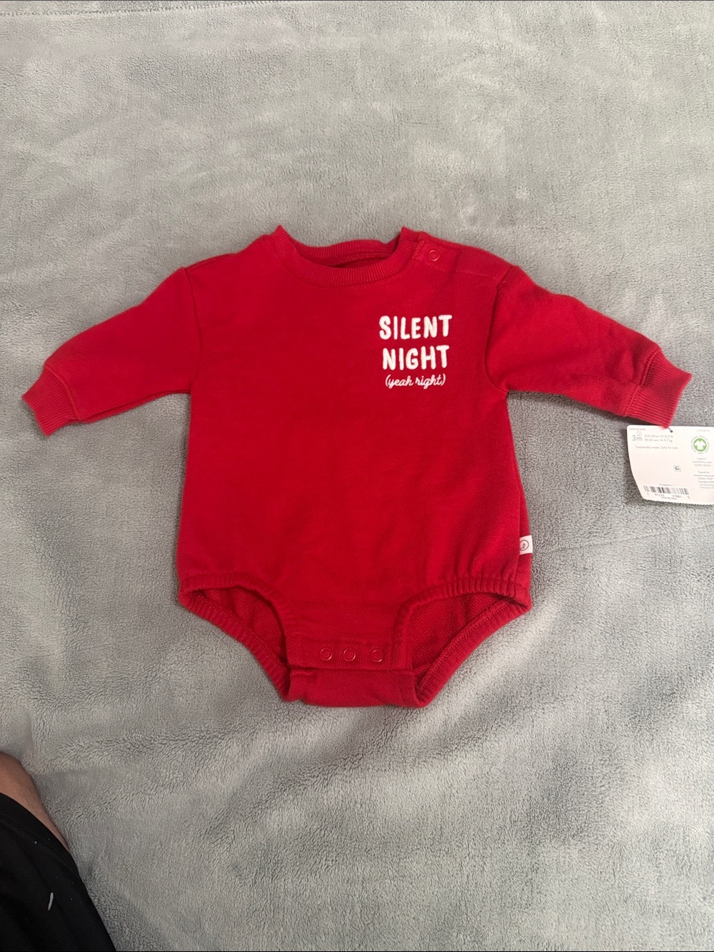 Carter's Red 'Silent Night' Long-Sleeve One-Piece Bodysuit